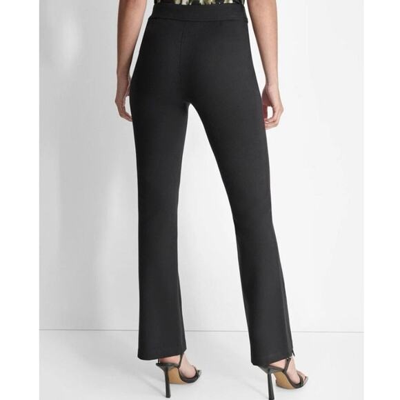 DKNY High Waisted Slim Leg Boot Cut Full Length Pants Size 8 Black Career Chic - Picture 3 of 8